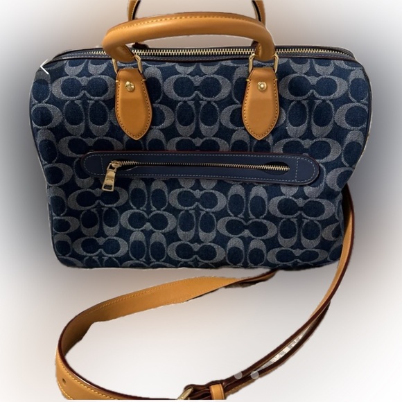Coach Large Rowan Denim Satchel - Picture 2 of 6